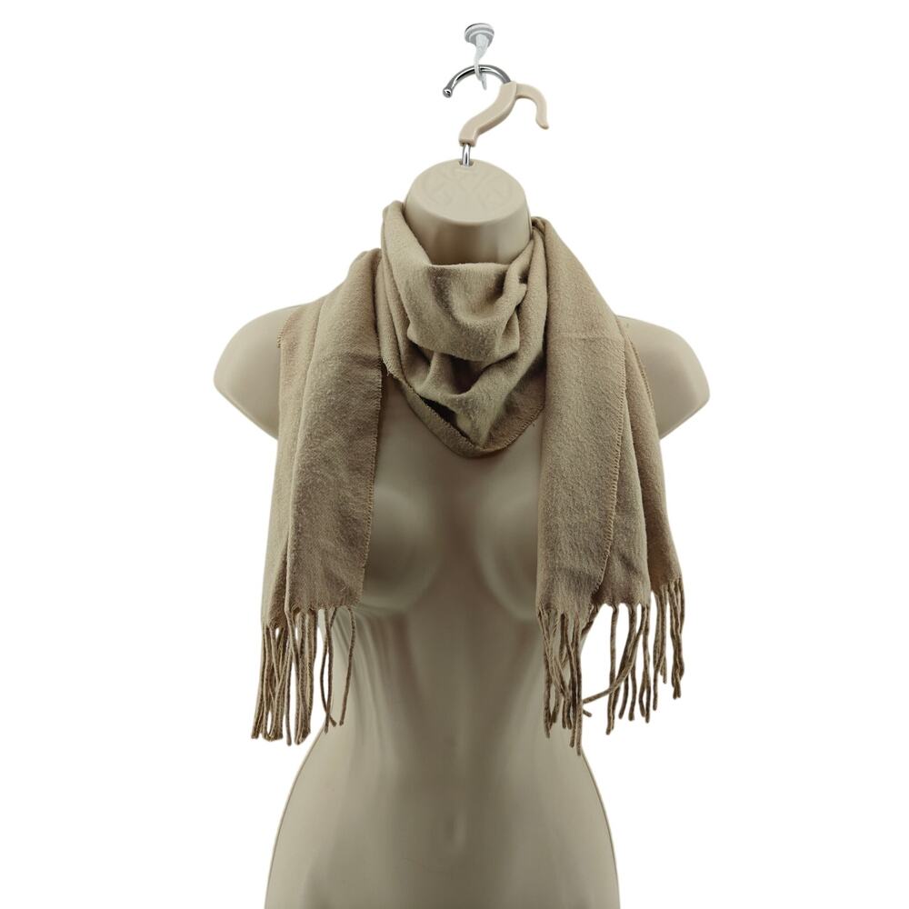 V Fraas Cashmink Fringe Scarf Tan Tassle